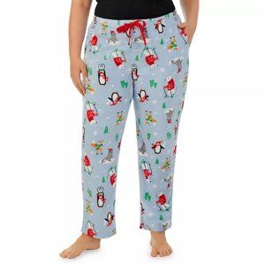 NWT- Women's Plus Size Cuddle Duds Fleece Pants, Blue Winter